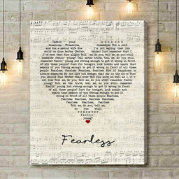 Louis Tomlinson Fearless Script Heart Song Lyric Art Print - Canvas Print Wall Art Home Decor