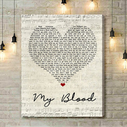 Twenty One Pilots My Blood Script Heart Song Lyric Music Art Print - Canvas Print Wall Art Home Decor