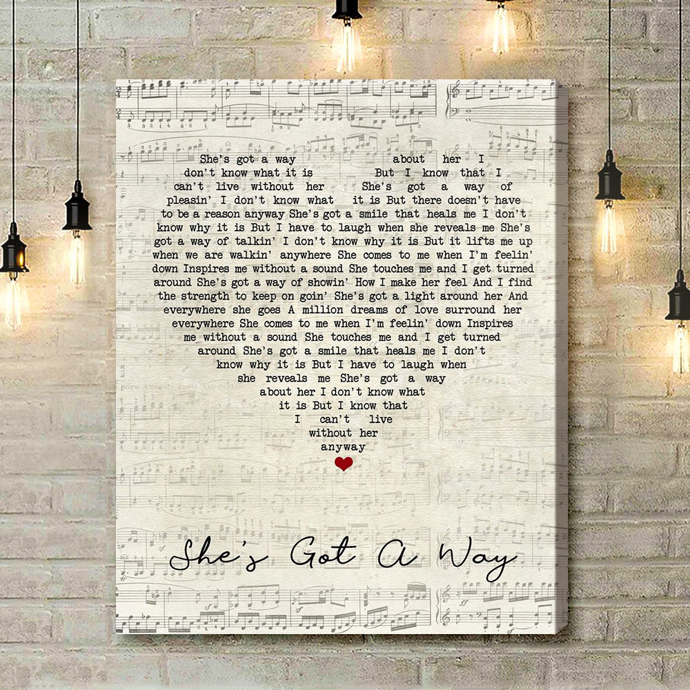 Billy Joel She's Got A Way Script Heart Song Lyric Art Print - Canvas Print Wall Art Home Decor