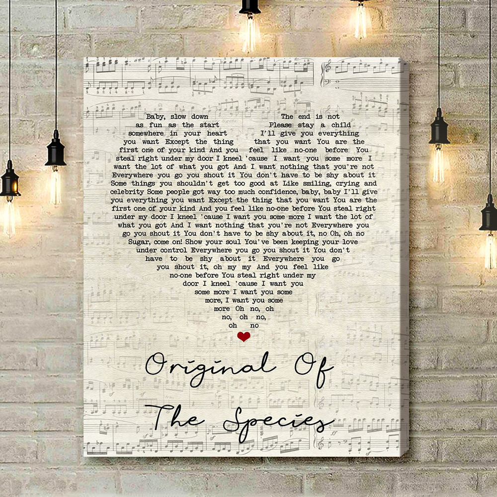 U2 Original Of The Species Script Heart Song Lyric Art Print - Canvas Print Wall Art Home Decor