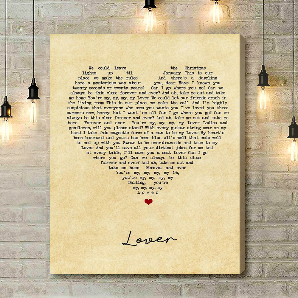 Taylor Swift Lover Vintage Heart Song Lyric Music Art Print - Canvas Print Wall Art Home Decor