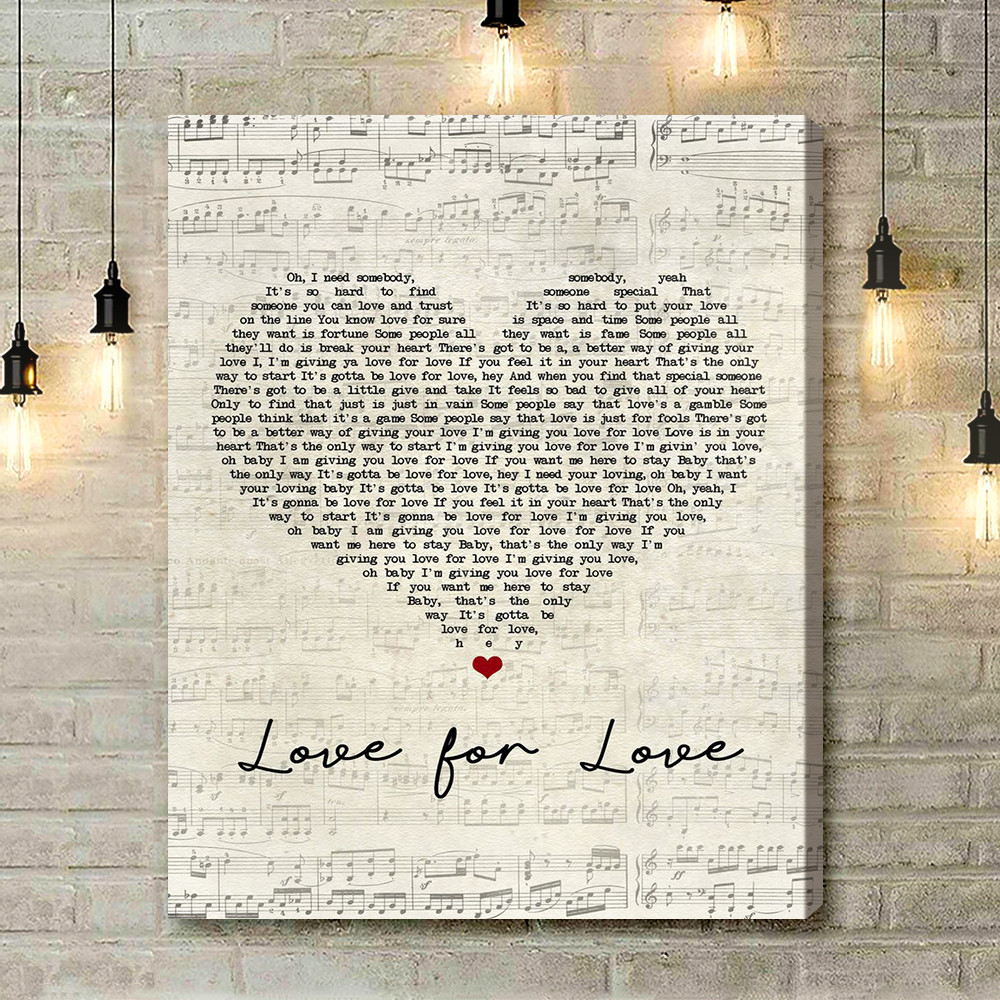 Robin S Love For Love Script Heart Song Lyric Art Print - Canvas Print Wall Art Home Decor