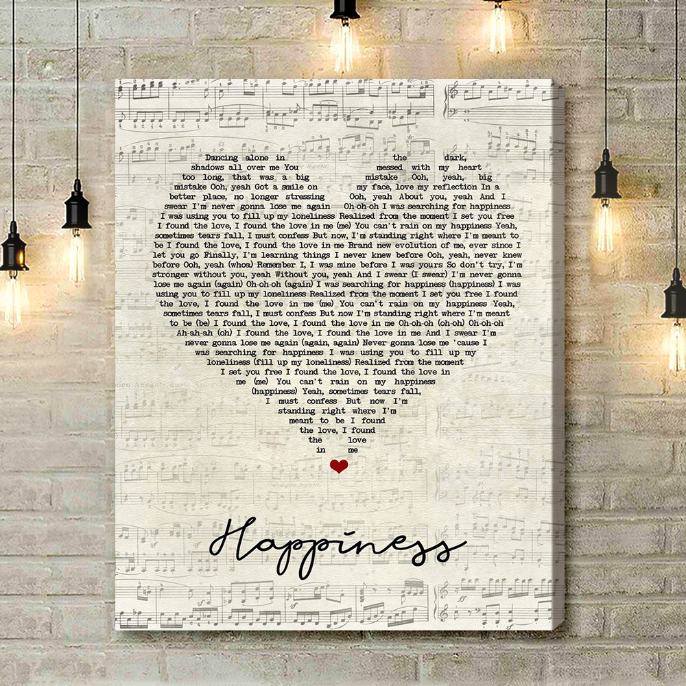Little Mix Happiness Script Heart Song Lyric Art Print - Canvas Print Wall Art Home Decor