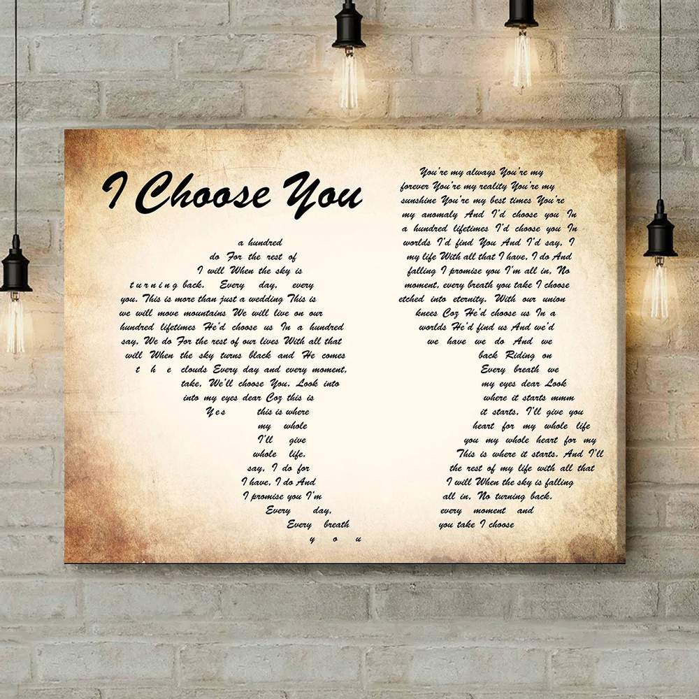 I Choose You Ryann Darling Man Lady Couple Song Lyric Art Print - Canvas Print Wall Art Home Decor