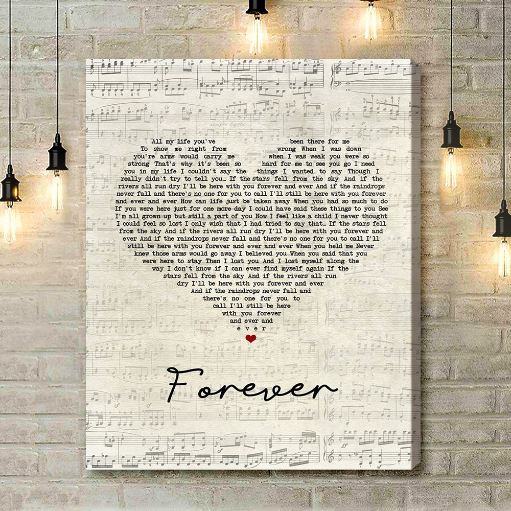 Liberty X Forever Script Heart Song Lyric Art Print - Canvas Print Wall Art Home Decor