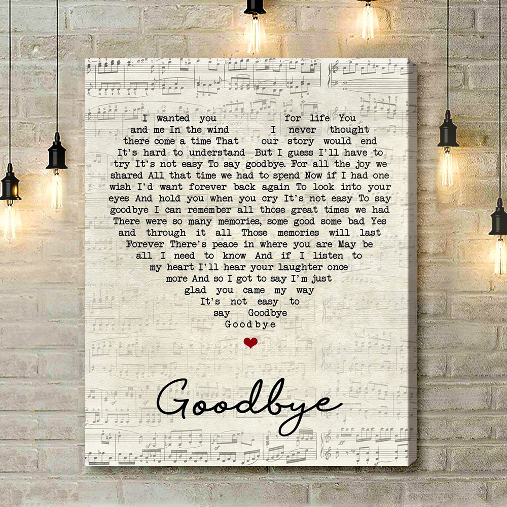 Lionel Richie Goodbye Script Heart Song Lyric Art Print - Canvas Print Wall Art Home Decor