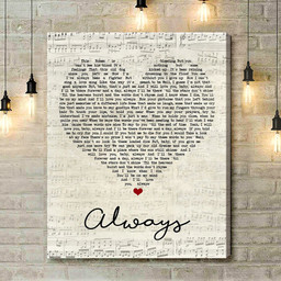 Bon Jovi Always Script Heart Song Lyric Art Print - Canvas Print Wall Art Home Decor