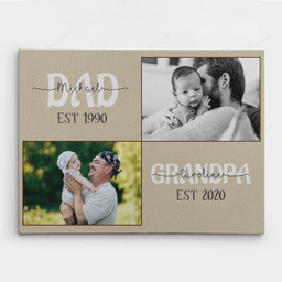 Personalized Photo And Name Father's Day Gifts Dad Grandpa Established - Customized Canvas Print Wall Art Home Decor
