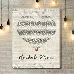 Elton John Rocket Man Script Heart Song Lyric Music Art Print - Canvas Print Wall Art Home Decor