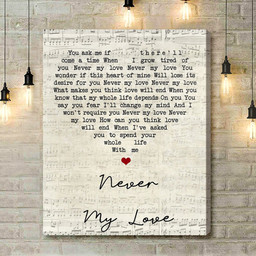 The Association Never My Love Script Heart Song Lyric Art Print - Canvas Print Wall Art Home Decor