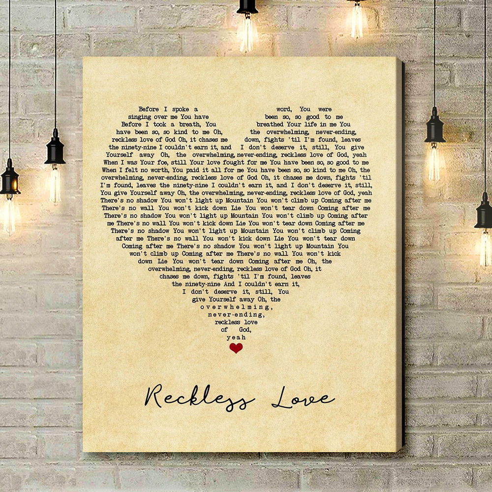 Cory Asbury Reckless Love Vintage Heart Song Lyric Art Print - Canvas Print Wall Art Home Decor
