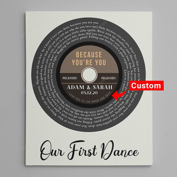 Personalized Valentine's Day Gifts Vinyl Record Spiral Song Lyrics - Customized Canvas Print Wall Art Home Decor
