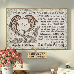 Personalized Valentine's Day Gifts Dolphin Couple Best Anniversary Wedding Gifts - Customized Canvas Print Wall Art Home Decor