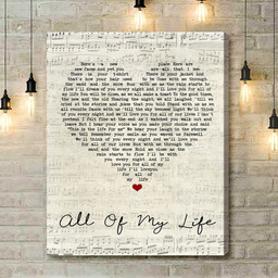 Phoebe Katis All Of My Life Script Heart Song Lyric Art Print - Canvas Print Wall Art Home Decor