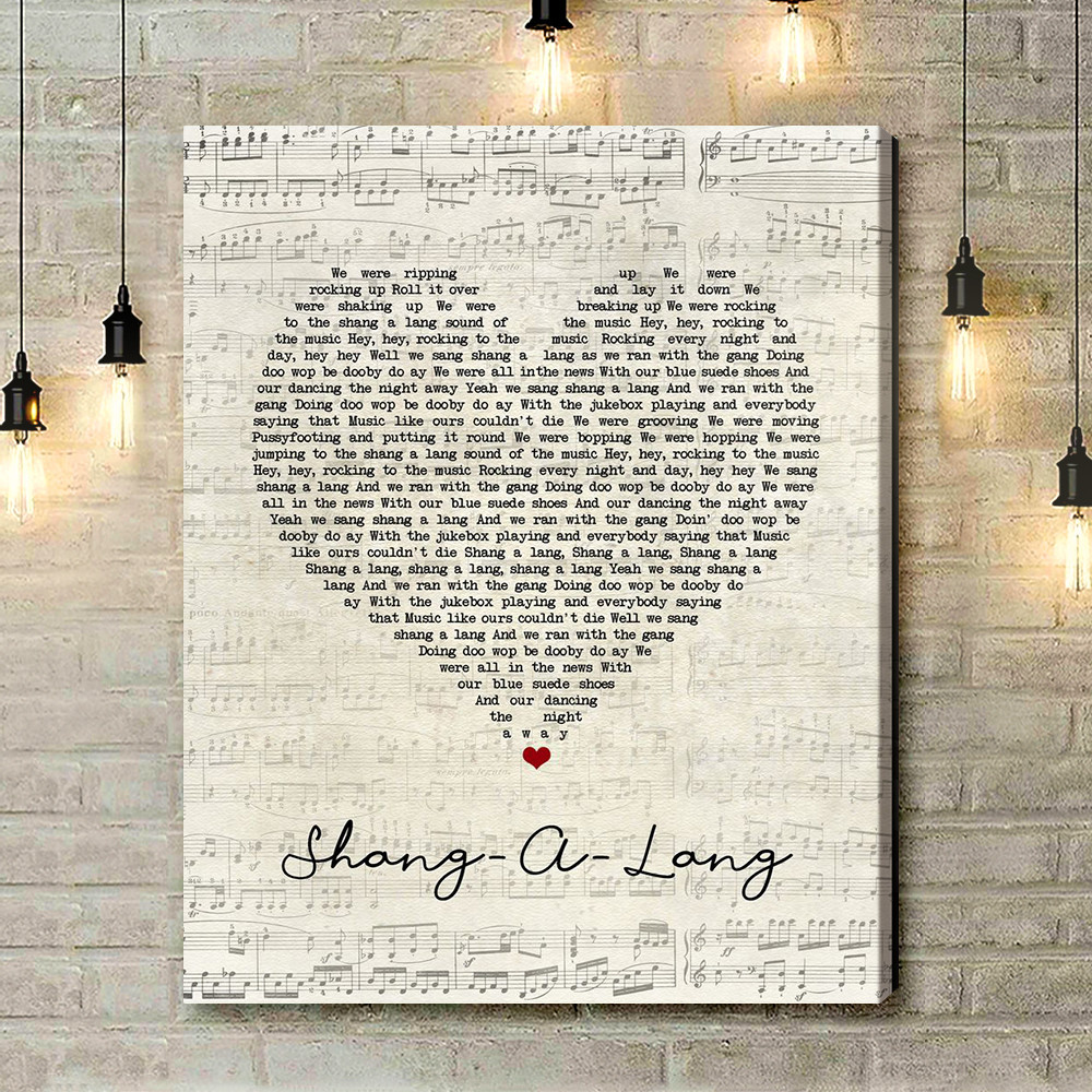 Bay City Rollers Shang-A-Lang Script Heart Song Lyric Art Print - Canvas Print Wall Art Home Decor