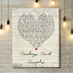 George Michael Cowboys And Angels Script Heart Song Lyric Art Print - Canvas Print Wall Art Home Decor