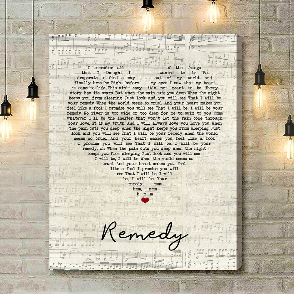 Adele Remedy Script Heart Song Lyric Art Print - Canvas Print Wall Art Home Decor