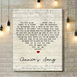 John Denver Annie's Song Script Heart Song Lyric Art Print - Canvas Print Wall Art Home Decor