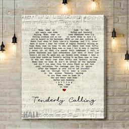 John Denver Tenderly Calling Script Heart Song Lyric Art Print - Canvas Print Wall Art Home Decor