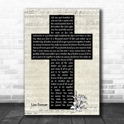 Kane Brown Live Forever Music Script Christian Memorial Cross Song Lyric Art Print - Canvas Print Wall Art Home Decor