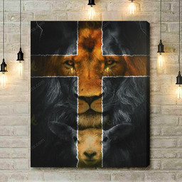 Housewarming Gifts Christian Decor Amazing Jesus Lion And Lamb - Canvas Print Wall Art Home Decor