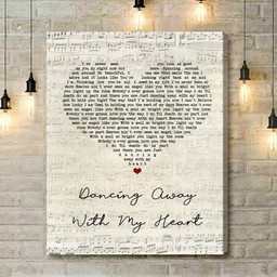 Dillon Carmichael Dancing Away With My Heart Script Heart Song Lyric Quote Music Art Print - Canvas Print Wall Art Home Decor