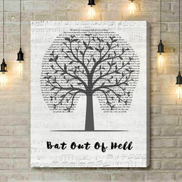 Meat Loaf Bat Out Of Hell Music Script Tree Song Lyric Art Print - Canvas Print Wall Art Home Decor