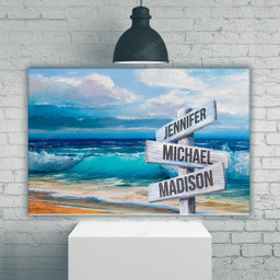 Personalized Valentine's Day Gifts Beach Art Anniversary Wedding Present - Customized Multi Names Canvas Print Wall Art Home Decor