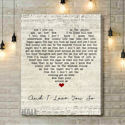 Perry Como And I Love You So Script Heart Song Lyric Art Print - Canvas Print Wall Art Home Decor