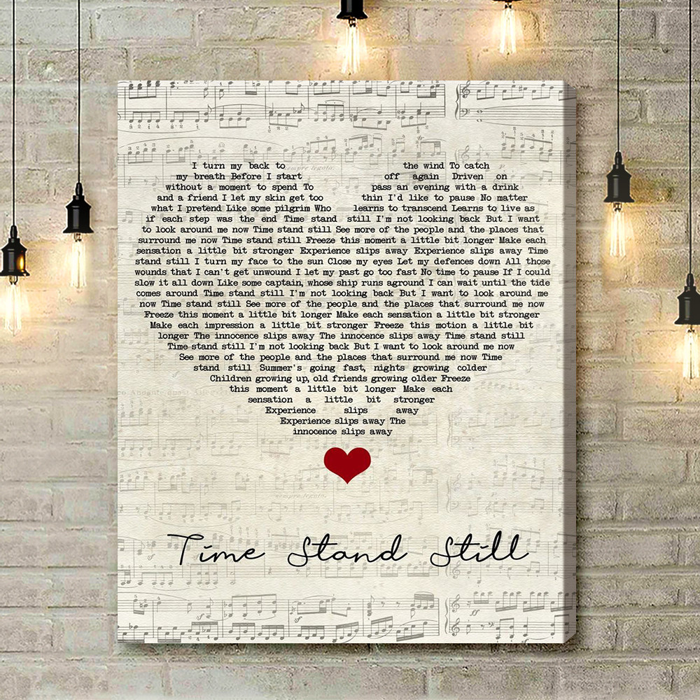 Rush Time Stand Still Script Heart Song Lyric Quote Music Art Print - Canvas Print Wall Art Home Decor
