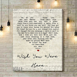 Pink Floyd Wish You Were Here Script Heart Song Lyric Art Print - Canvas Print Wall Art Home Decor