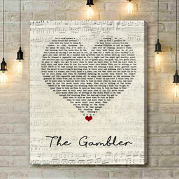 Kenny Rogers The Gambler Script Heart Song Lyric Art Print - Canvas Print Wall Art Home Decor