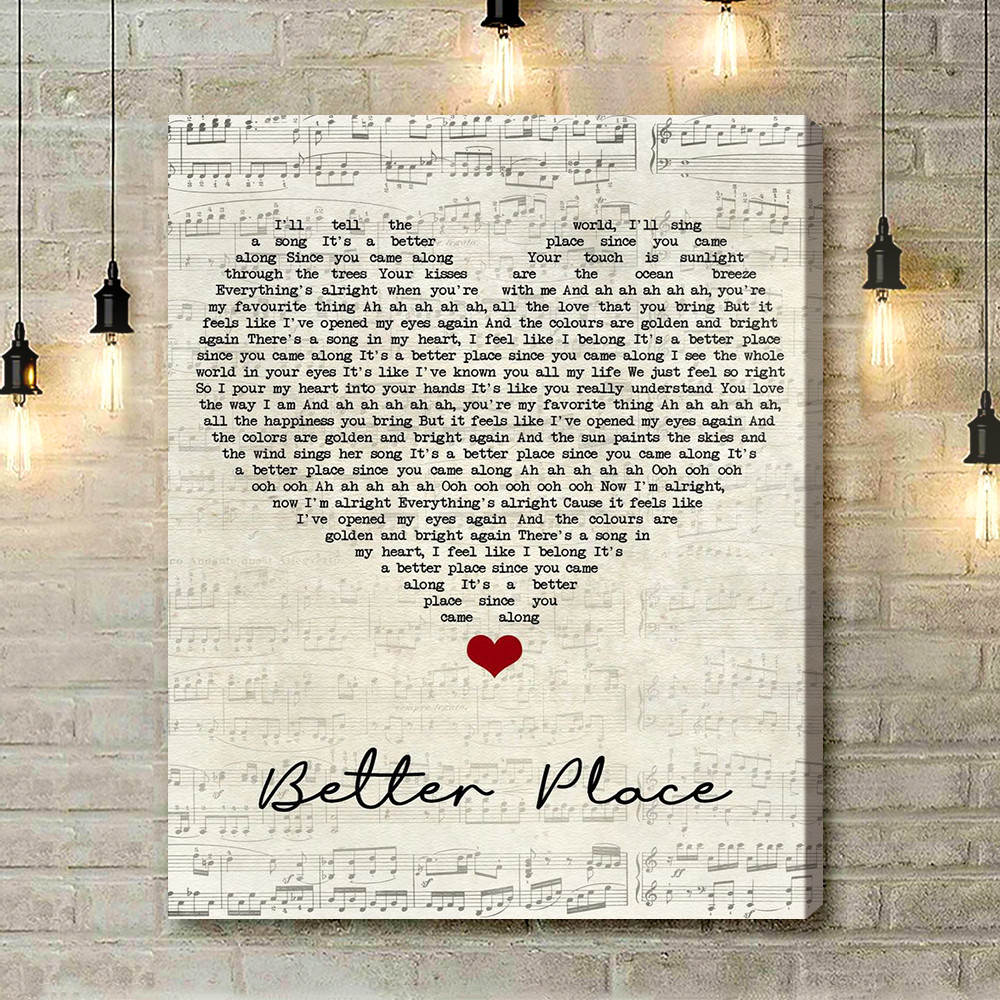 Rachel Platten Better Place Script Heart Song Lyric Music Art Print - Canvas Print Wall Art Home Decor