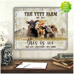 Personalized Name Valentine's Day Gifts This is Us Anniversary Wedding Present - Customized Cow Canvas Print Wall Art Home Decor