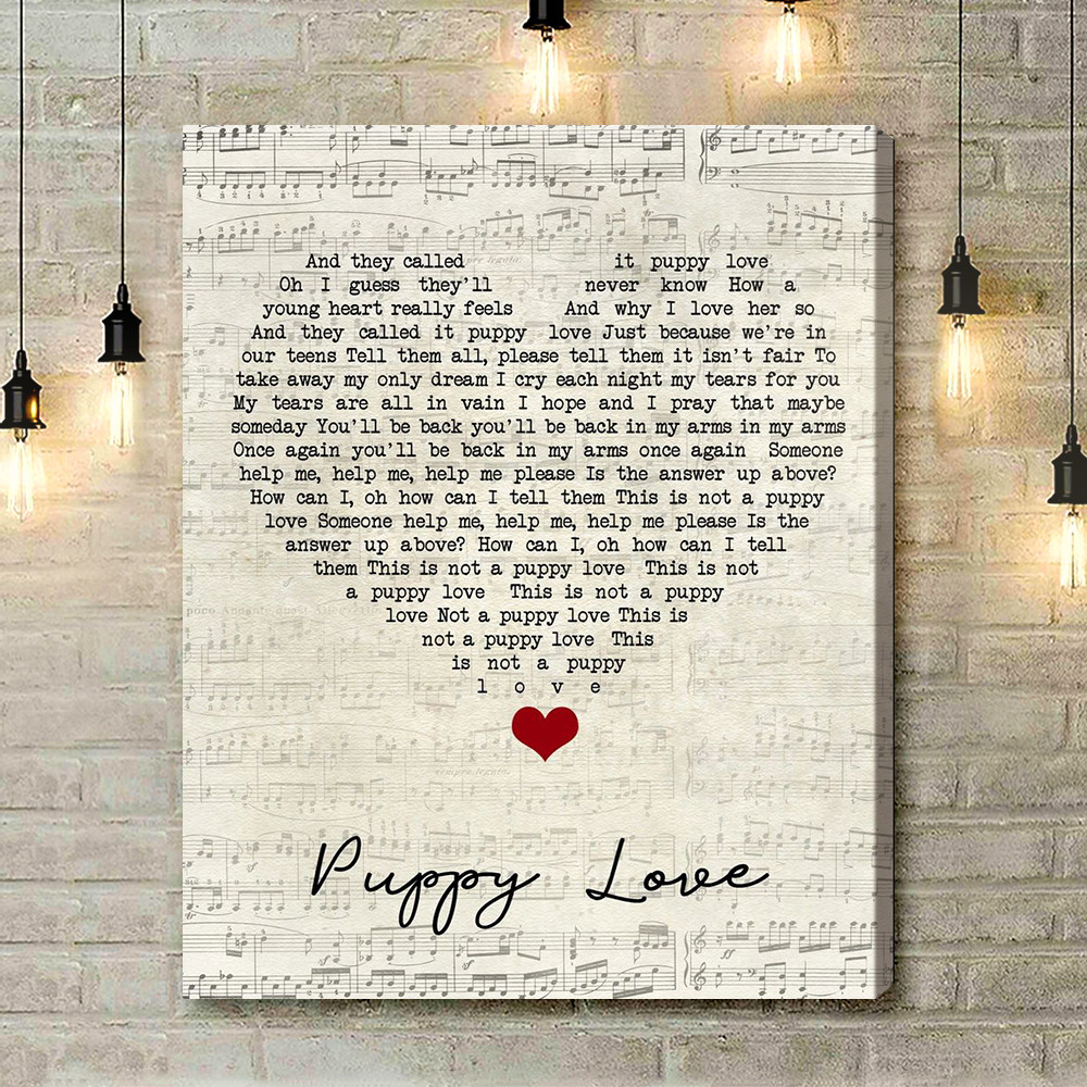 Donny Osmond Puppy Love Script Heart Song Lyric Quote Music Art Print - Canvas Print Wall Art Home Decor