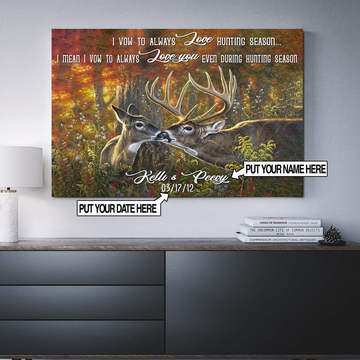 Personalized Hunting Couple Deer Art Canvas Print Frames Canvas Print Frames Painting  Aeticon Wrapped Canvas 8x10in