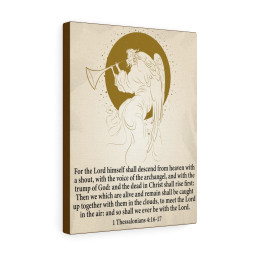 Bible Verse Canvas Voice of the Archangel 1 Thessalonians 4:16-17 Christian Home Decor Wall Art Scripture Ready to Hang Faith Print