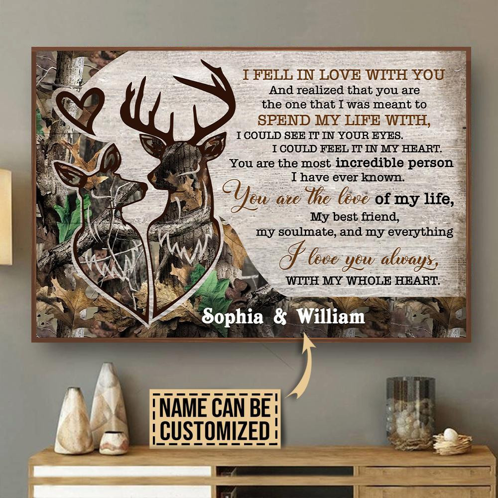 Personalized Canvas Painting Frames Deer Couple Camo I Fell In Love Framed Prints, Canvas Paintings Wrapped Canvas 8x10