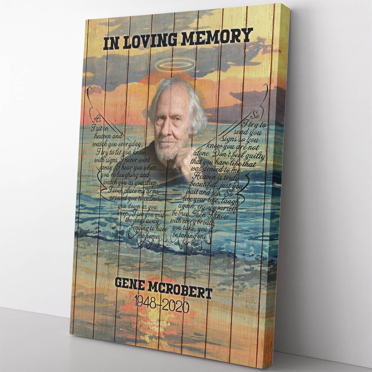 In Loving Memory Canvas Gift, As I Sit in Heaven, A Letter from Heaven, Bereavement Messages Canvas