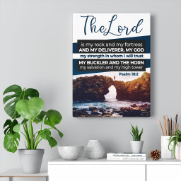 Scripture Canvas The Lord is My Rock Psalm 18:2 KJV Christian Wall Art Bible Verse Print Ready to Hang