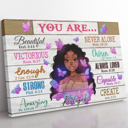 Black Girl You Are Beautiful Canvas, Black Teenage Girl African American Girl Canvas Gift for Daughter