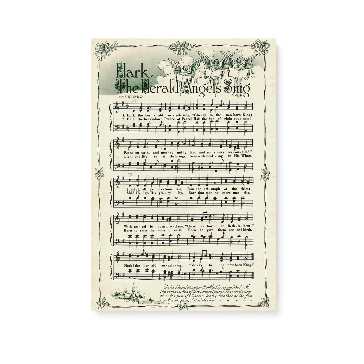 Christmas Carol Decoration Gift Ideas Hark The Herald Angels Sing Christian Anthem Hymn Praise and Worship Song Matte Canvas