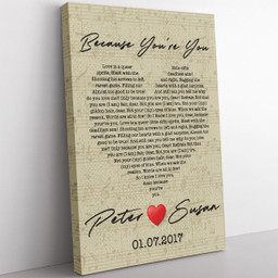 Personalized Canvas Gift For Husband Wife, Custom Message First Love Song Heart