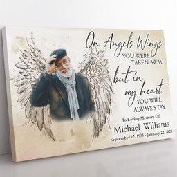 Sympathy Canvas Gift for Loss of Loved One, On Angels Wings Family Memorial Gift Canvas
