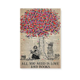 All You Need Is Love And Books Gift Ideas for Book Lovers Home Worm Her Wife Friend Woman Decorations Matte Canvas