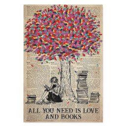 All You Need Is Love And Books Gift Ideas for Book Lovers Home Worm Her Wife Friend Woman Decorations Matte Canvas