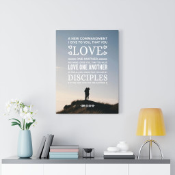 Scripture Canvas Love One Another John 13:34-35 Christian Wall Art Bible Verse Print Ready to Hang