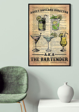 Adult Day Care Direction Aka The Bartender Cocktail Wine For Canvas Gallery Painting Wrapped Canvas Framed Gift Idea Framed Prints, Canvas Paintings Framed Matte Canvas 8x10
