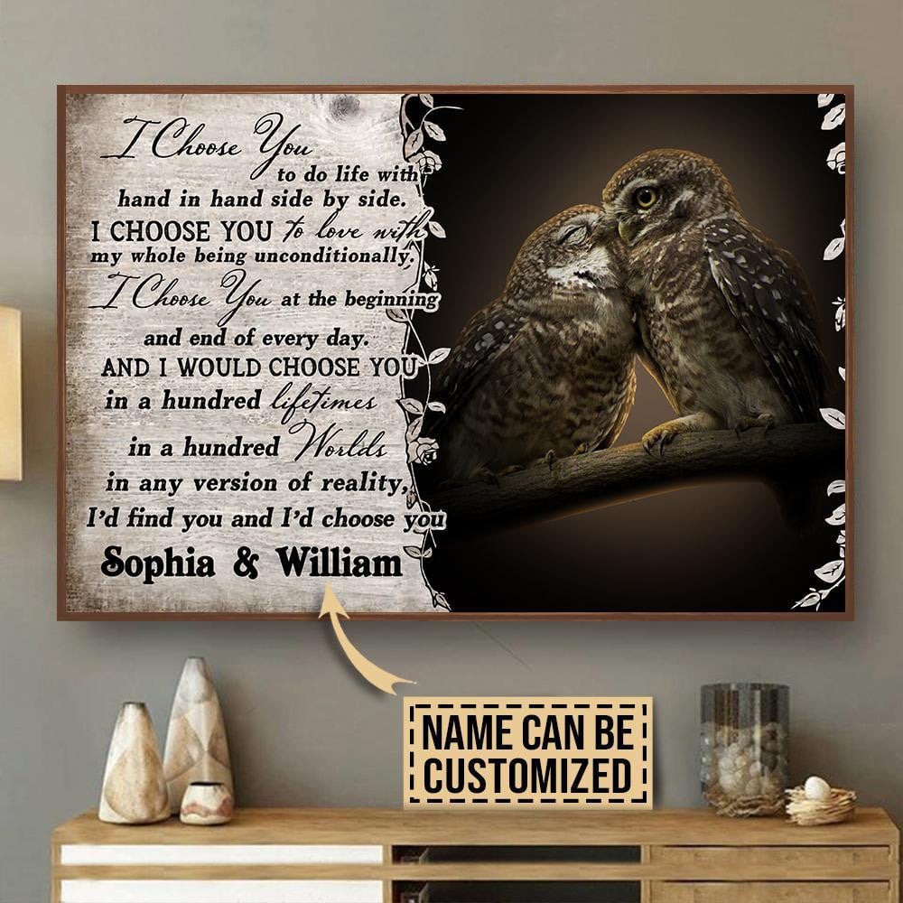 Aeticon Gifts Personalized Owl I Choose You Canvas Home Decor Wrapped Canvas 8x10