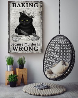 Baking Because Murder Is Wrong Bakery Gift For Cake Lover Bakery Decor Cat Foster Canvas Framed Prints, Canvas Paintings Wrapped Canvas 32x48